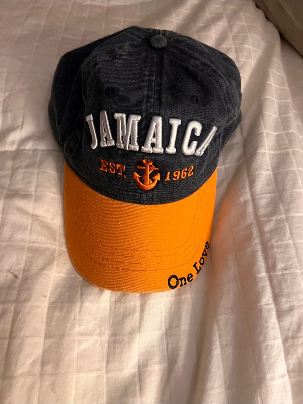 Jamaica Embroidered Baseball Cap - Black & Orange